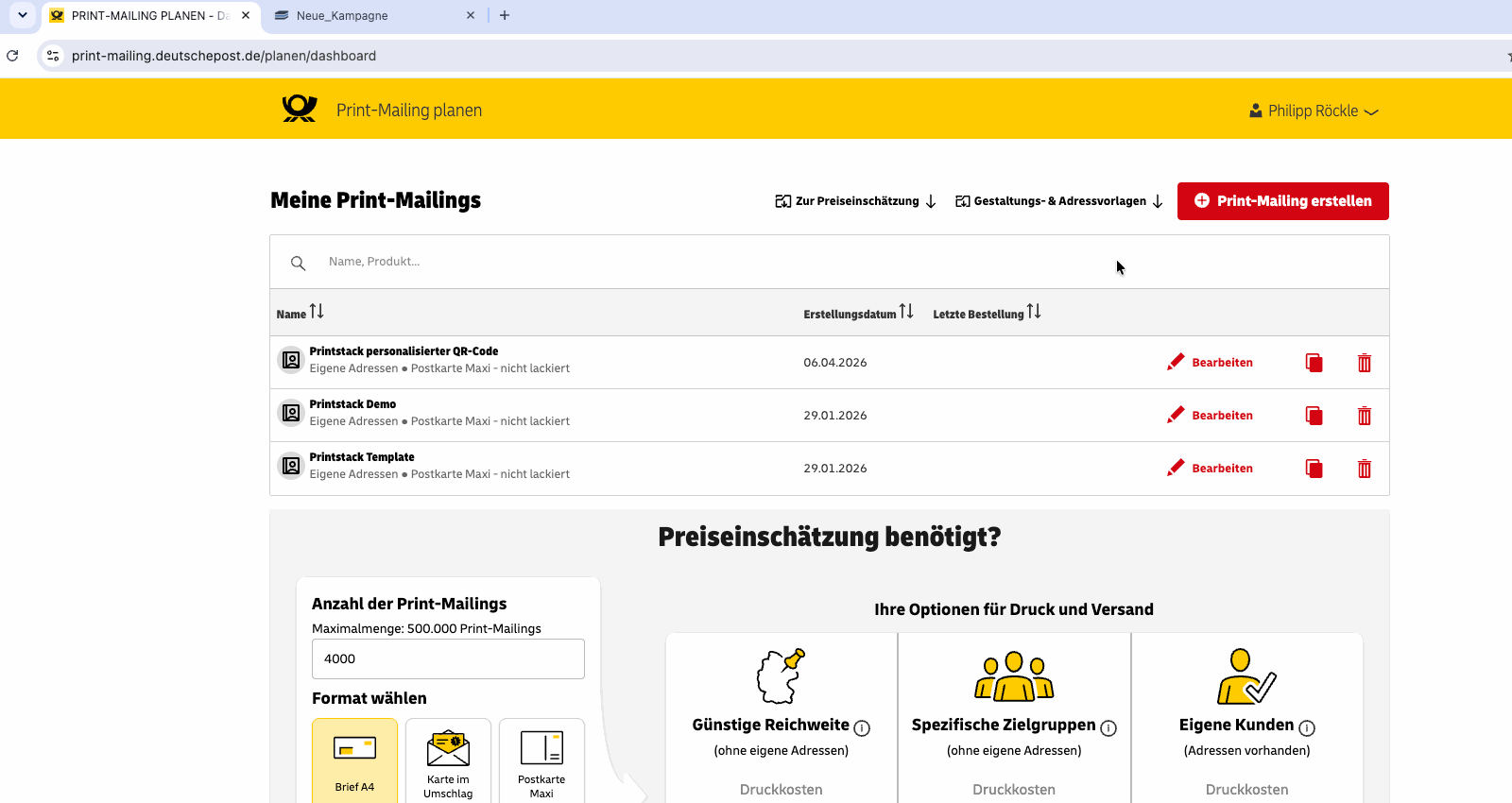 Post-Kampagne erstellen und Post-Kampagnen-ID kopieren