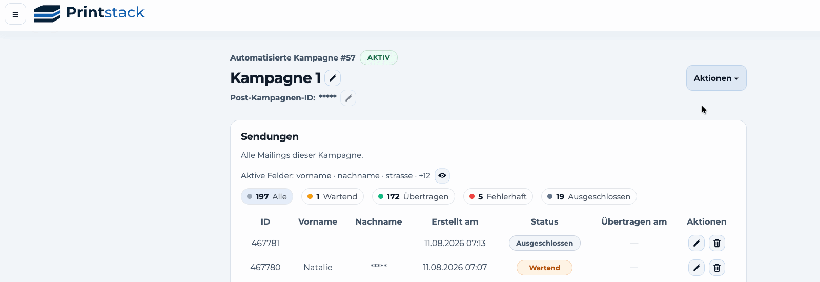 Manuellen Export starten
