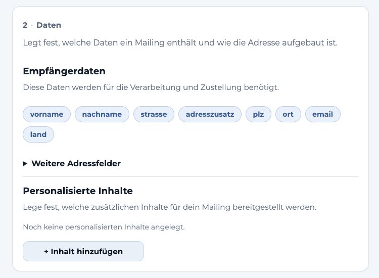 Pflicht Datenfelder